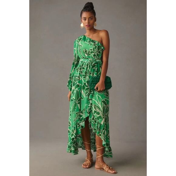 FARM Rio Dresses & Skirts - Farm Rio One-Shoulder Ruffled Midi Dress Size XS, $298 MSRP